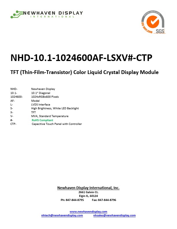 <?=NHD-10.1-1024600AF-LSXV-CTP?> डेटा पत्रक पीडीएफ