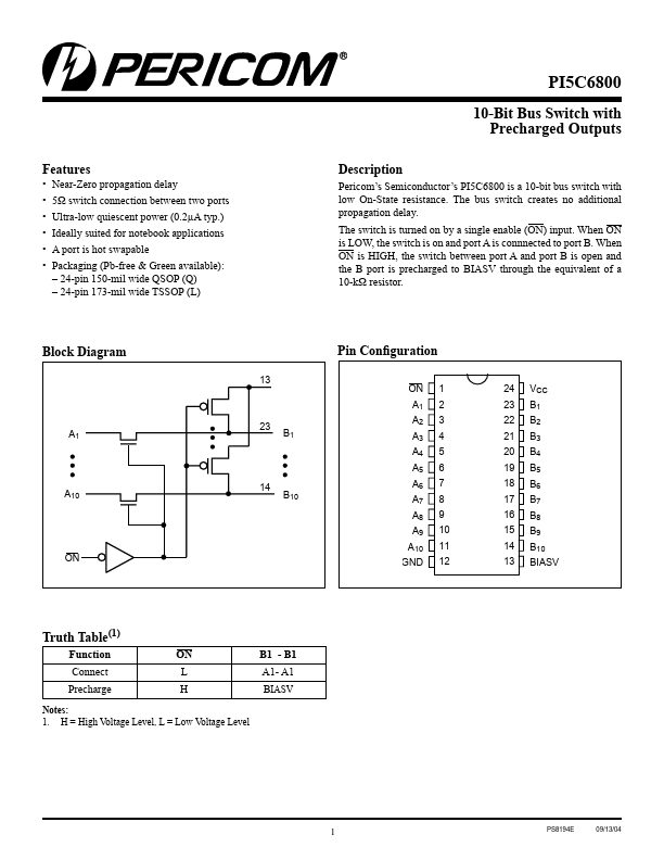 PI5C6800 Pericom Semiconductor Corporation