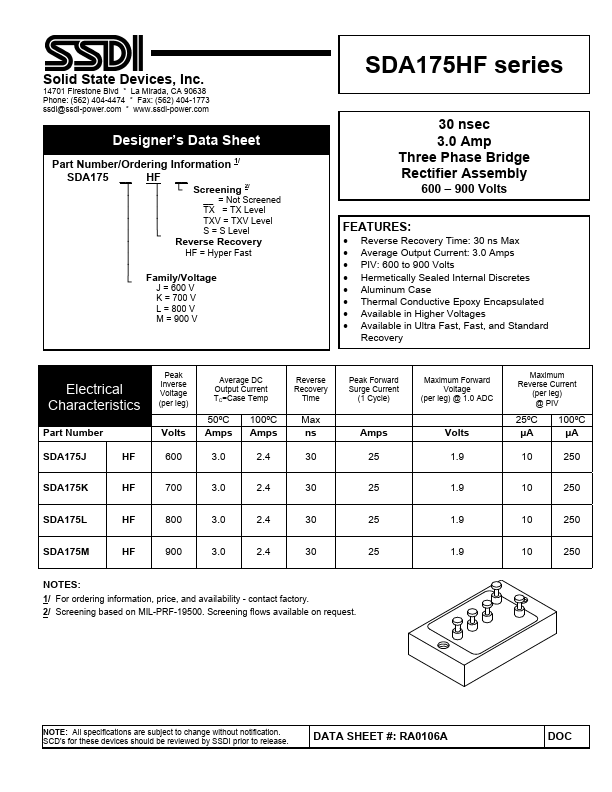 SDA175HF SSDI