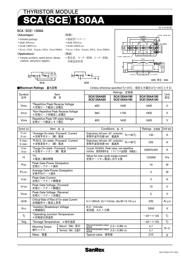 SCA130AA80 SanRex