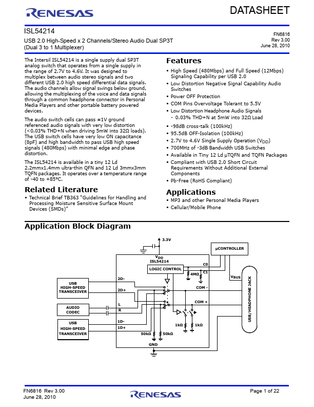 ISL54214 Renesas