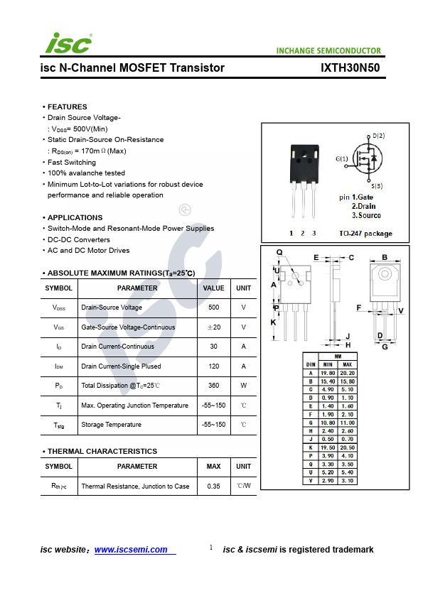 <?=IXTH30N50?> डेटा पत्रक पीडीएफ