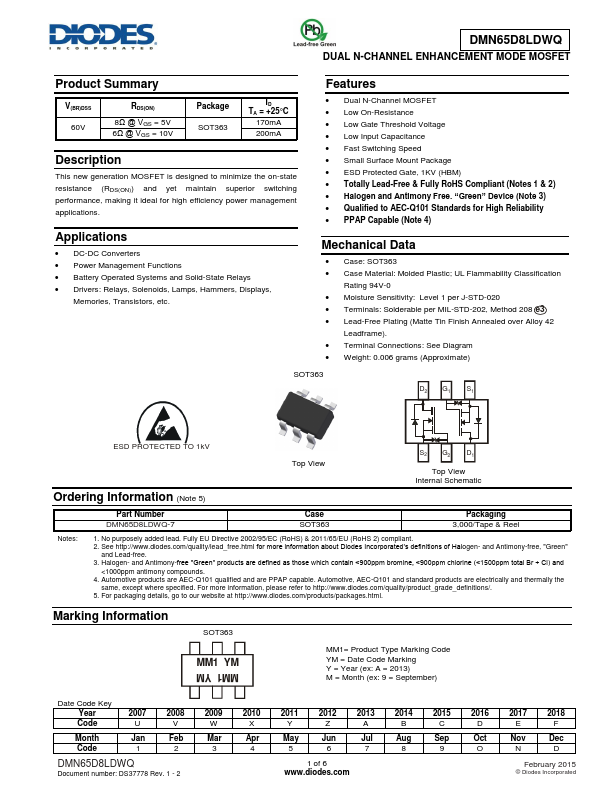 DMN65D8LDWQ DIODES