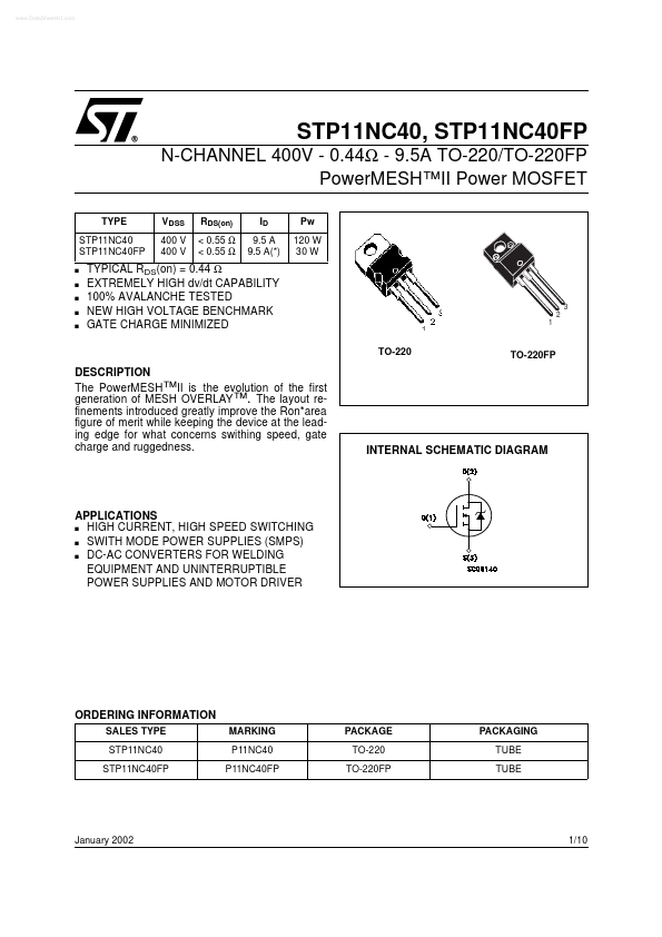 <?=STP11NC40?> डेटा पत्रक पीडीएफ