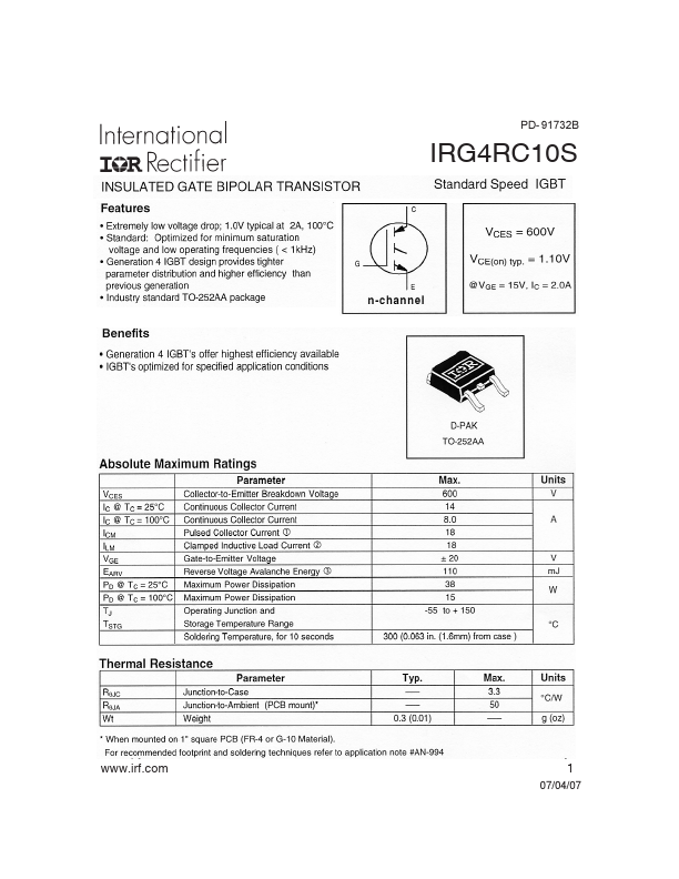 IRG4RC10S International Rectifier