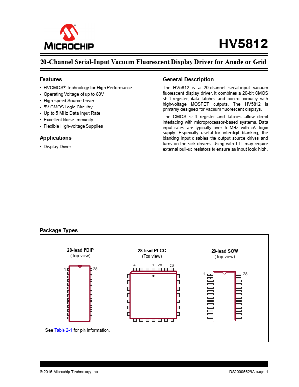 HV5812 Microchip