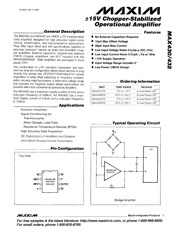 <?=MAX430?> डेटा पत्रक पीडीएफ