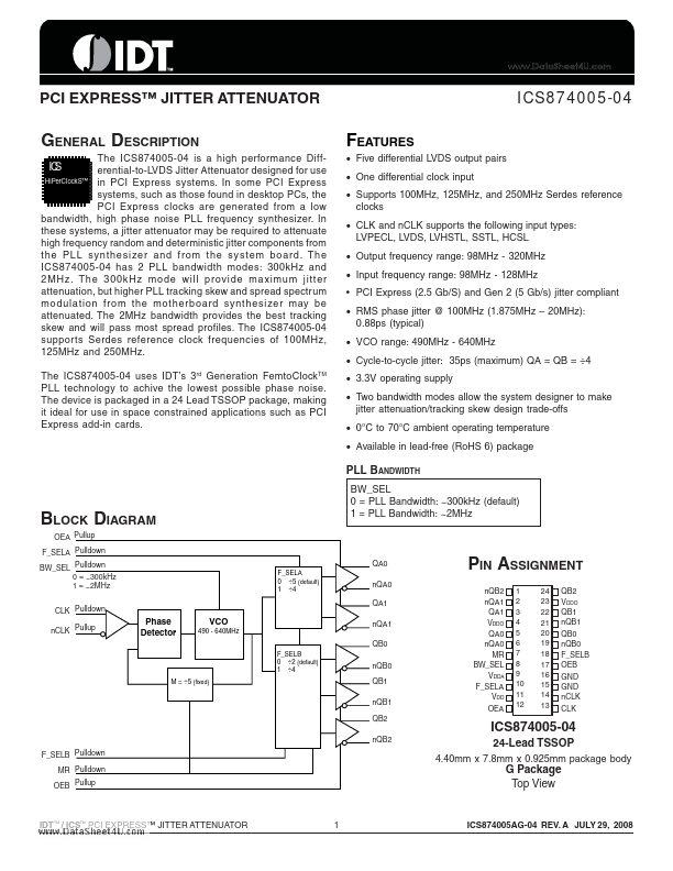 ICS874005-04 Integrated Device Technology