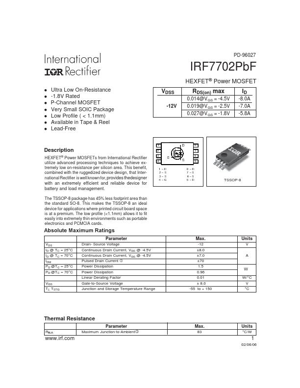 IRF7702PbF International Rectifier