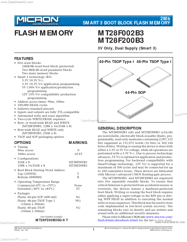 MT28F002B3 Micron Technology