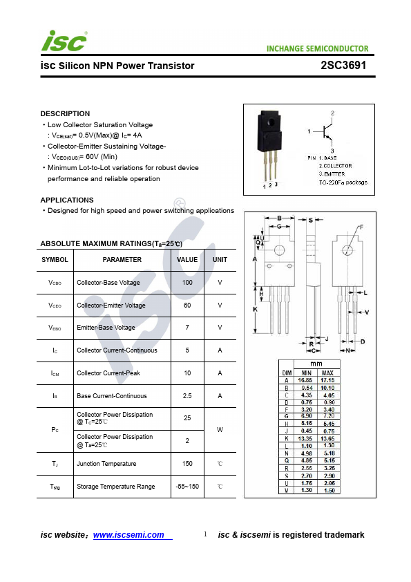 2SC3691 Inchange Semiconductor