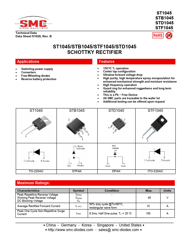 ST1045 SMC Diode