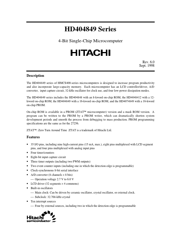 HD4074849TF Hitachi Semiconductor