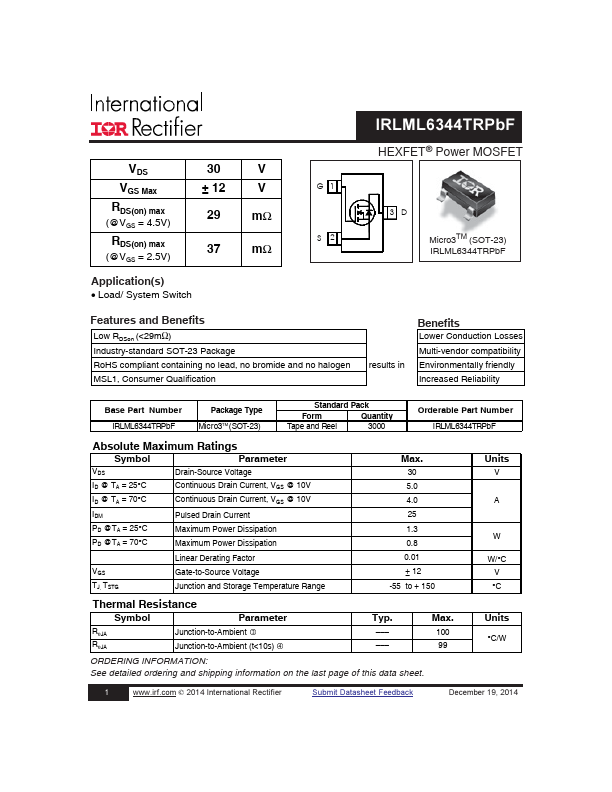 IRLML6344TRPbF