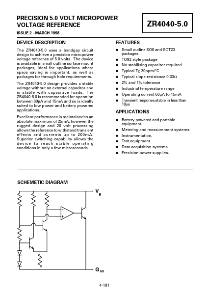 ZR4040-5.0 Zetex Semiconductors