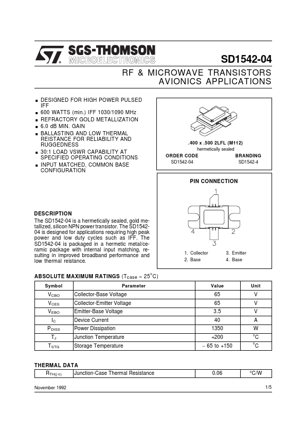 SD1542-04 ST Microelectronics