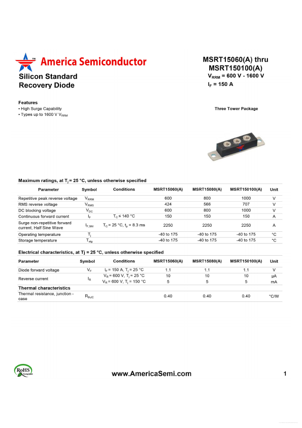 MSRT15080A America Semiconductor