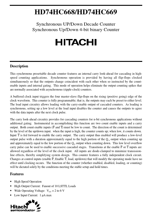 HD74HC669 Hitachi Semiconductor