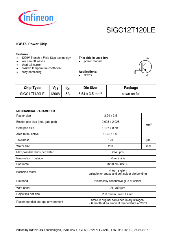 SIGC12T120LE Infineon