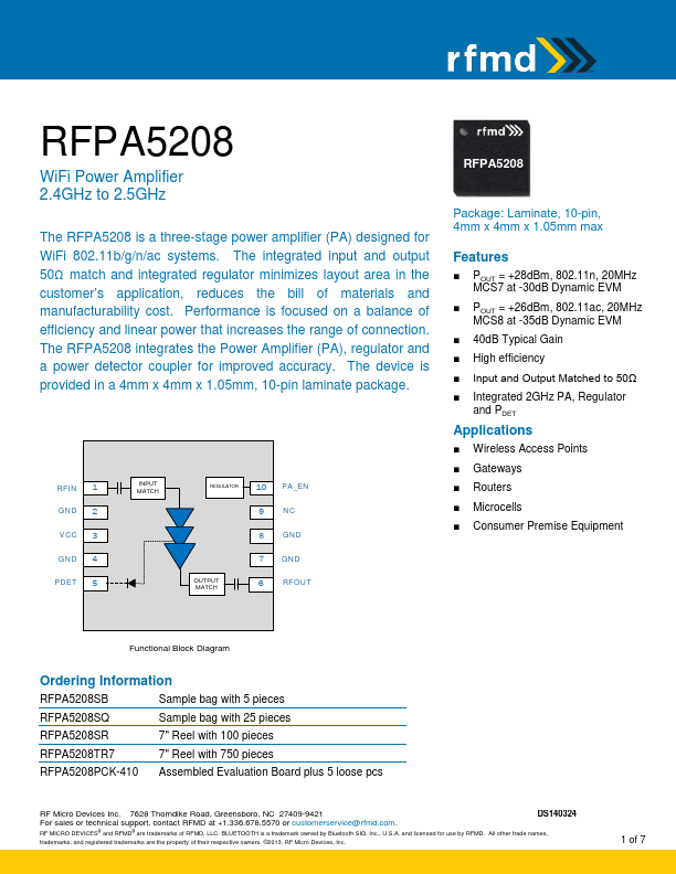 <?=RFPA5208?> डेटा पत्रक पीडीएफ