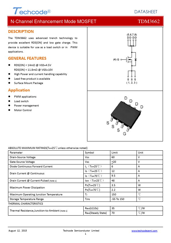 <?=TDM3662?> डेटा पत्रक पीडीएफ