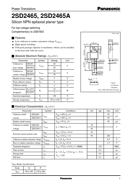 2SD2465 Panasonic Semiconductor