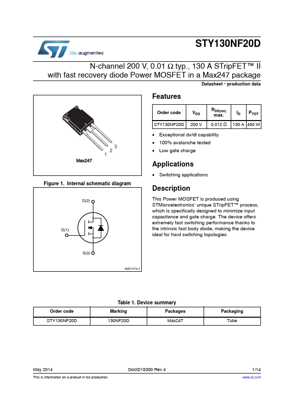 STY130NF20D