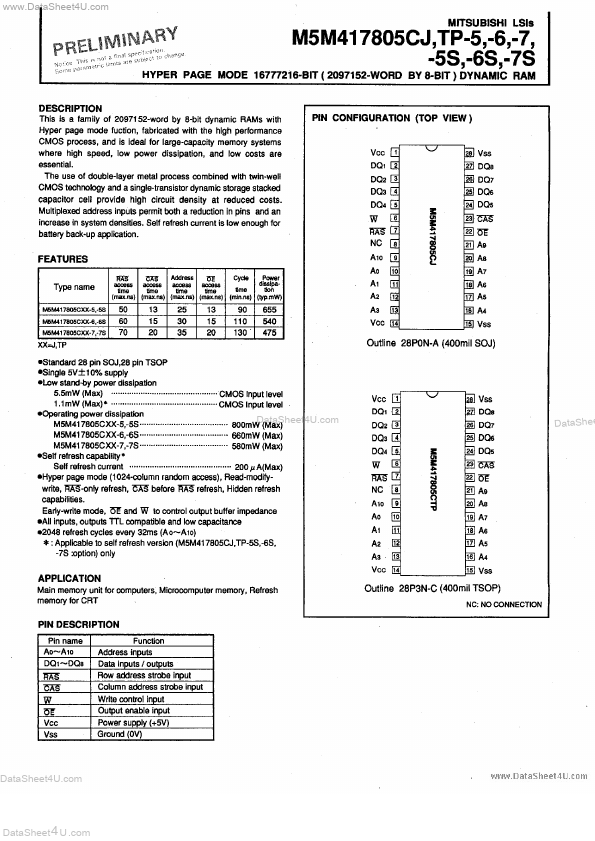 M5M417805CTP-6 Mitsubishi