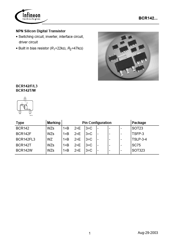 BCR142T Infineon Technologies AG