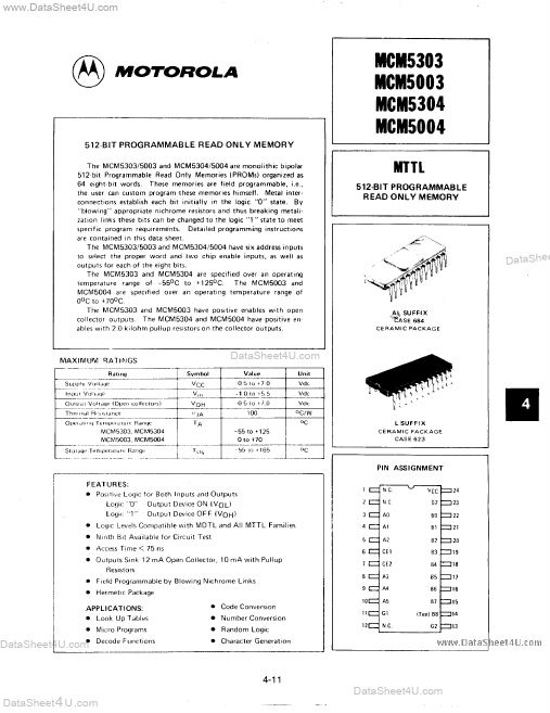 MCM5004 Motorola Semiconductor