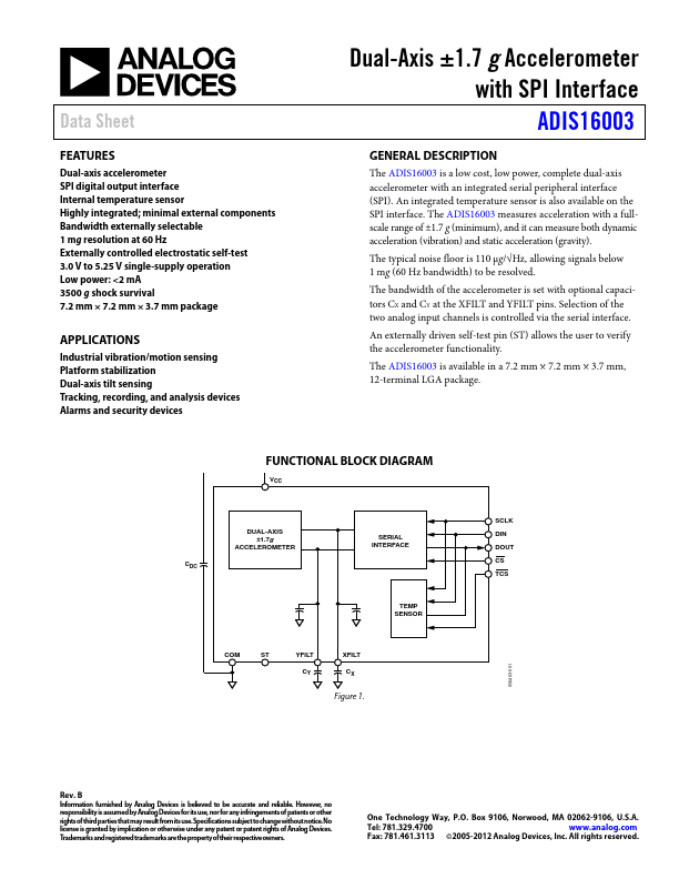 ADIS16003 Analog Devices