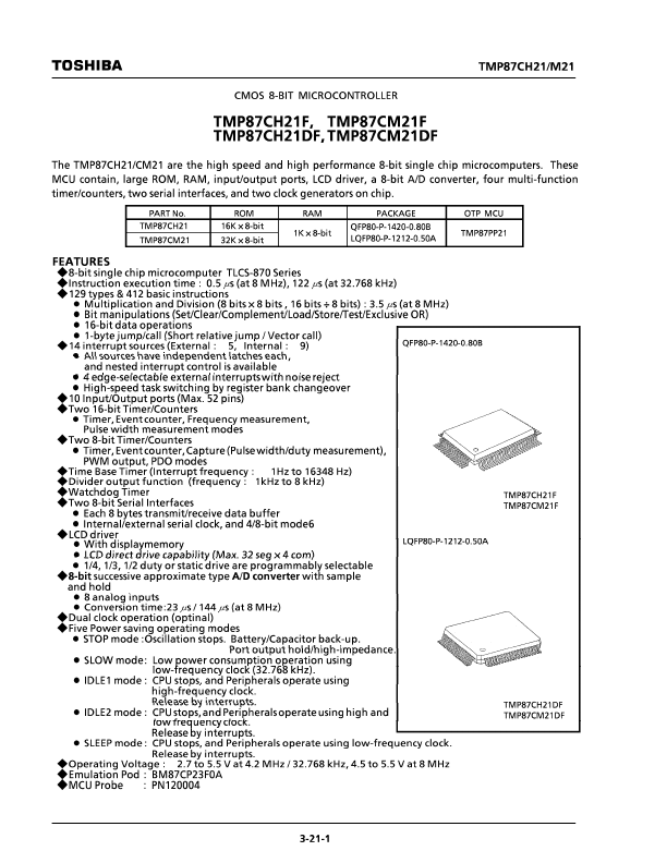 <?=TMP87CM21F?> डेटा पत्रक पीडीएफ