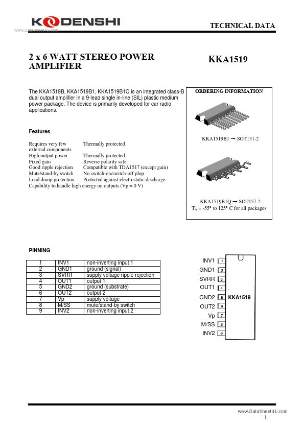 <?=KKA1519?> डेटा पत्रक पीडीएफ
