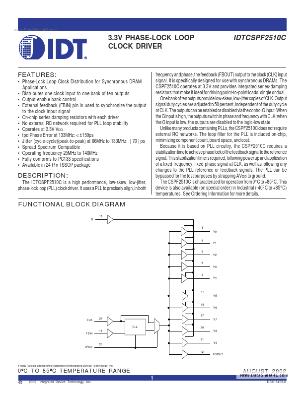 <?=IDTCSPF2510C?> डेटा पत्रक पीडीएफ