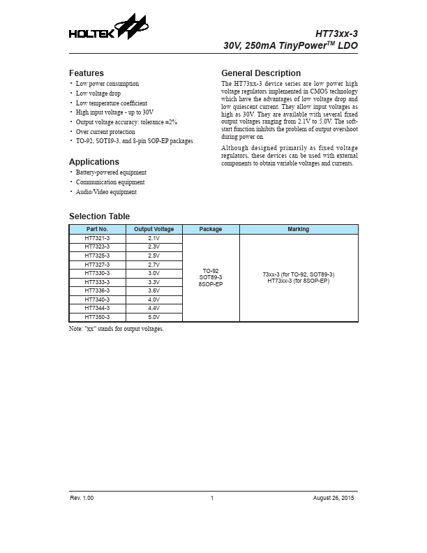 HT7321-3 Holtek Semiconductor