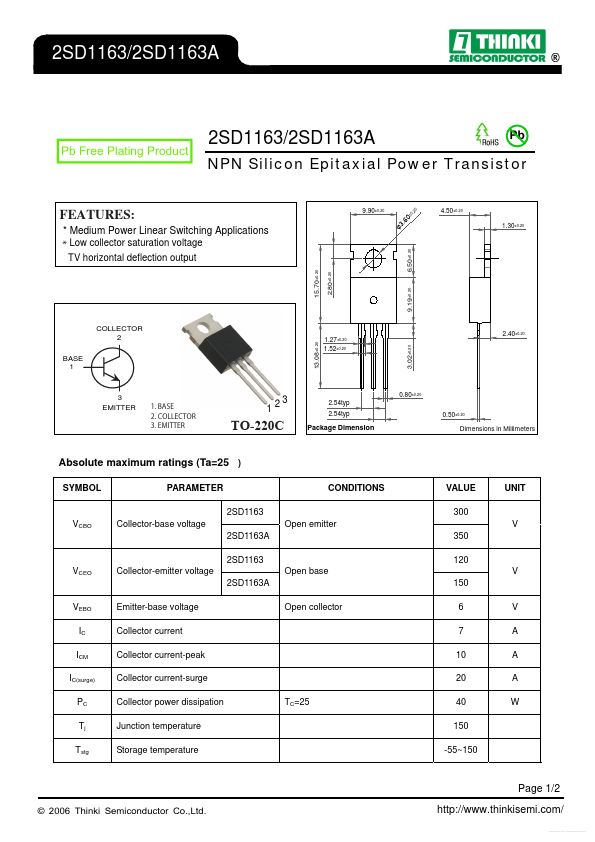 2SD1163 Thinki Semiconductor
