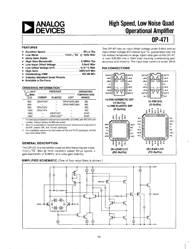 OP-471 Analog Devices