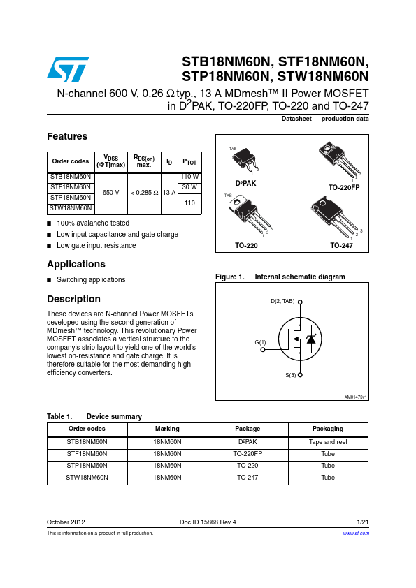 STB18NM60N