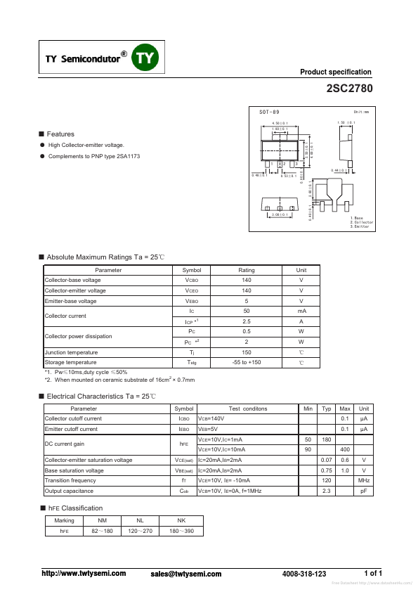 2SC2780 TY Semiconductor