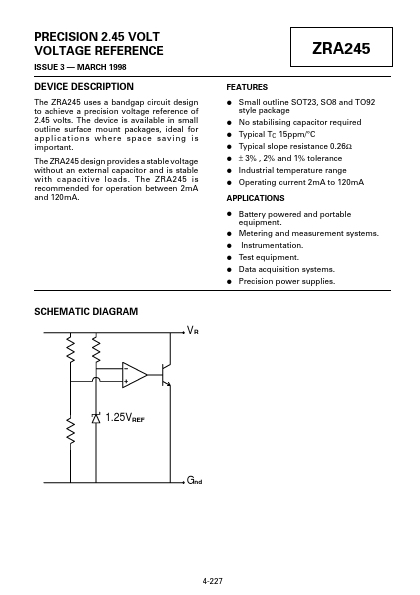 ZRA245A01 Zetex Semiconductors