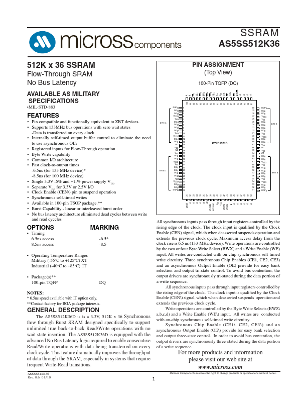 AS5SS512K36D Micross Components