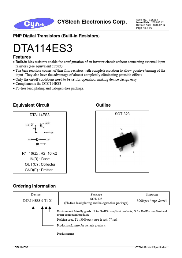 DTA114ES3 CYStech
