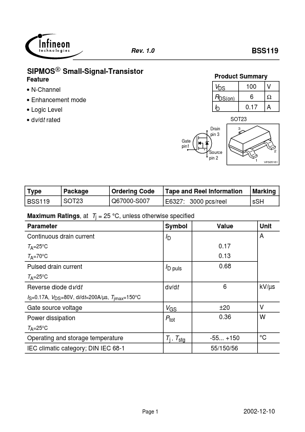 BSS119 INFINEON