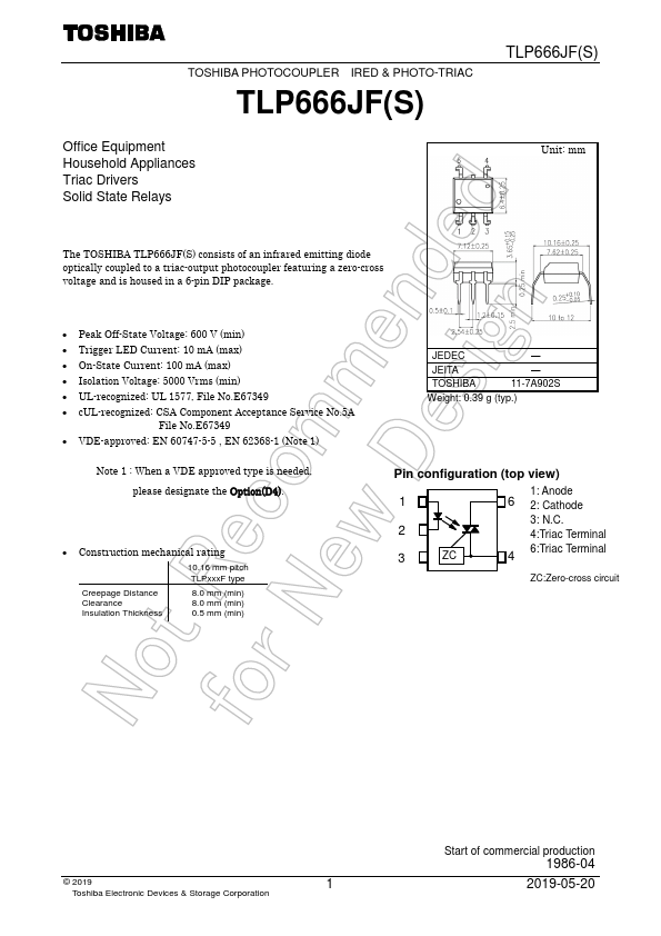 TLP666JF Toshiba Semiconductor