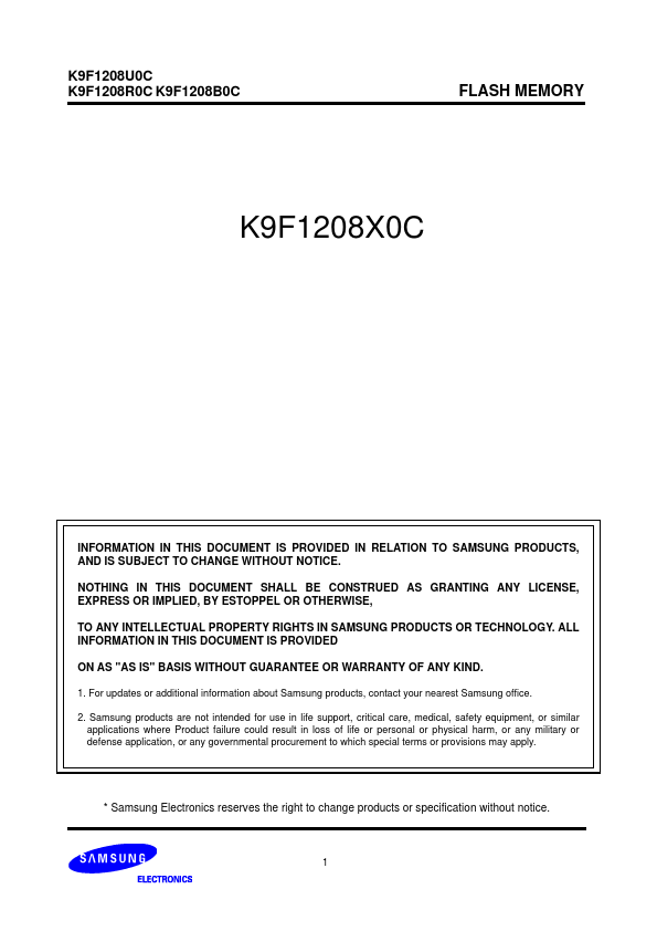K9F1208R0C Samsung semiconductor