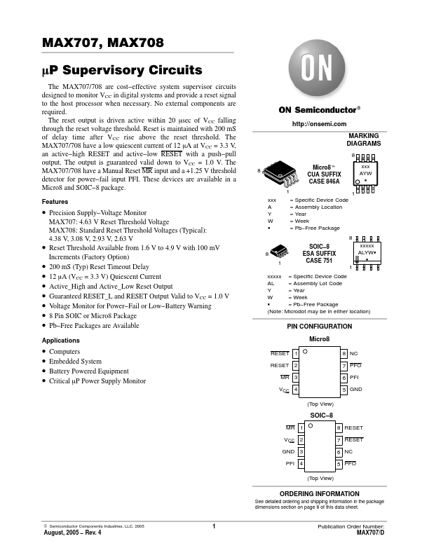 MAX708 ON Semiconductor