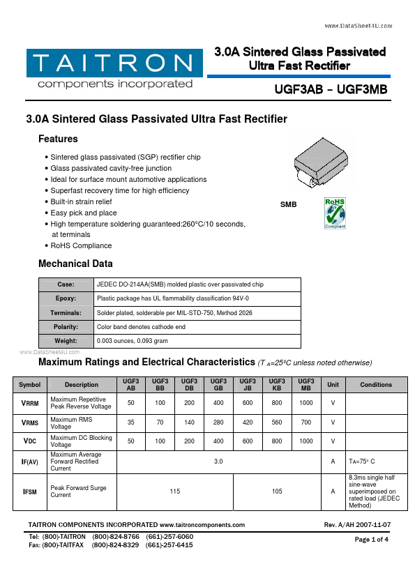 <?=UGF3MB?> डेटा पत्रक पीडीएफ