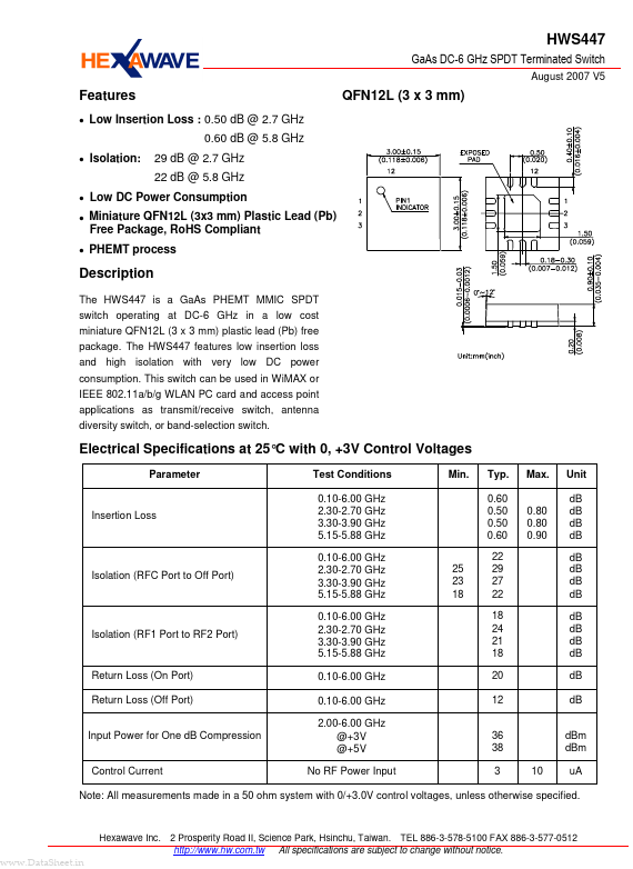 <?=HWS447?> डेटा पत्रक पीडीएफ