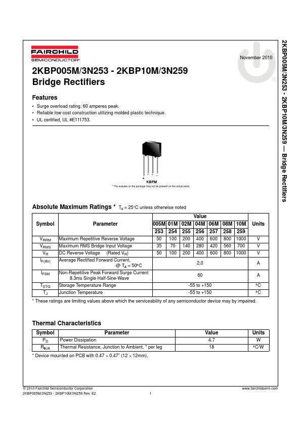 2KBP02M Fairchild Semiconductor