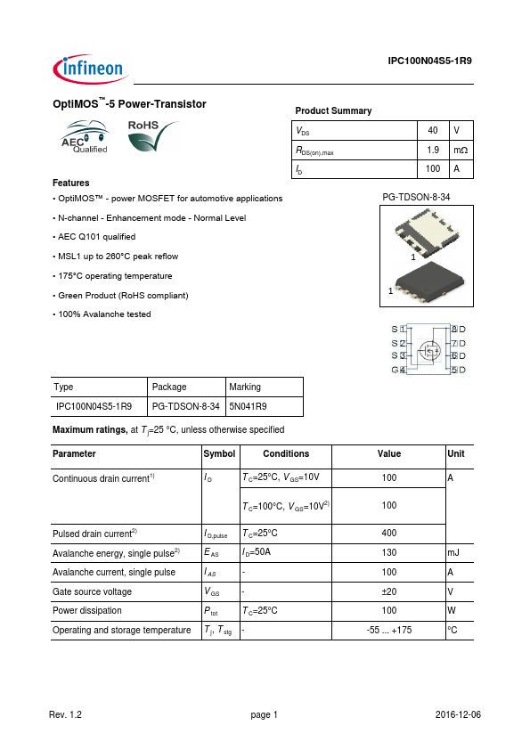 IPC100N04S5-1R9 Infineon